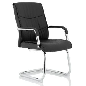 Carter Medium Back Black Leather Cantilever Visitor Office Chair with Arms
