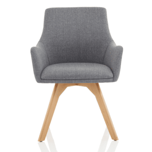 Carmen Grey Fabric Wooden Leg Visitor Chair - Image 2