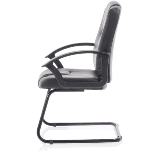 Bella Medium Back Black Bonded Leather Black Frame Cantilever Visitor Chair - Image 4