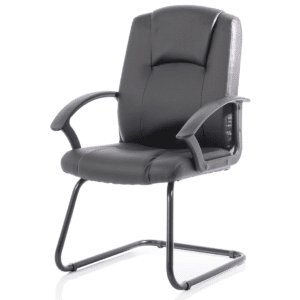 Bella Medium Back Black Bonded Leather Black Frame Cantilever Visitor Chair - Image 3