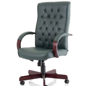 Chesterfield High Back Leather Executive Office Chair with Arms - Image 3