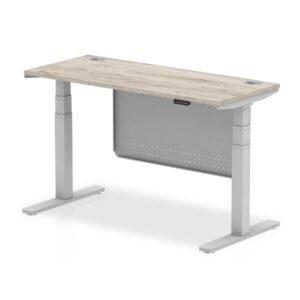 Air Height Adjustable Slimline Desk With Cable Ports With Steel Modesty Panel - Image 7