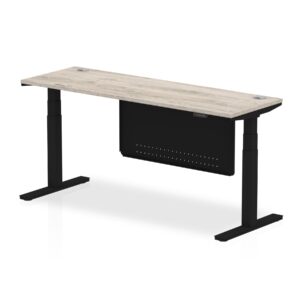 Air Height Adjustable Slimline Desk With Cable Ports With Steel Modesty Panel - Image 56