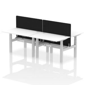 Air Back-to-Back Height Adjustable Bench Desk - 4 Person with Black Straight Screen - Image 17
