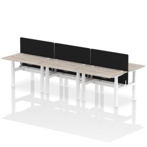 Air Back-to-Back Height Adjustable Bench Desk - 6 Person with Black Straight Screen - Image 6