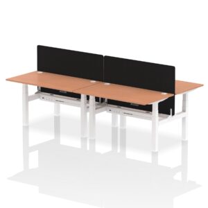 Air Back-to-Back Height Adjustable Bench Desk - 4 Person with Black Straight Screen - Image 21