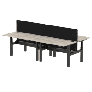 Air Back-to-Back Height Adjustable Bench Desk - 4 Person with Black Straight Screen - Image 22