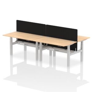 Air Back-to-Back Height Adjustable Bench Desk - 4 Person with Black Straight Screen - Image 26