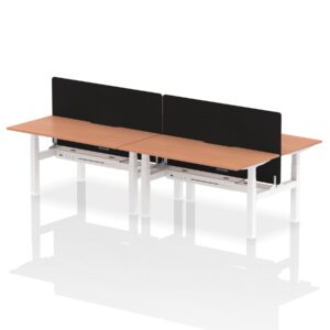 Air Back-to-Back Scalloped Edge Height Adjustable Bench Desk - 4 Person with Black Straight Screen - Image 39