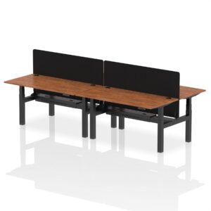 Air Back-to-Back Height Adjustable Bench Desk - 4 Person with Black Straight Screen - Image 49