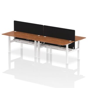 Air Back-to-Back Height Adjustable Bench Desk - 4 Person with Black Straight Screen - Image 51