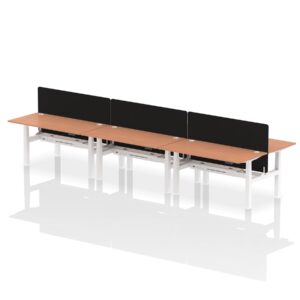 Air Back-to-Back Height Adjustable Bench Desk - 6 Person with Black Straight Screen - Image 39
