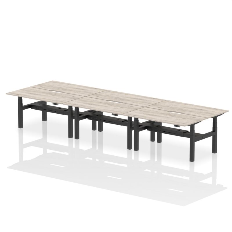 Air Back-to-Back Scalloped Edge Height Adjustable Bench Desk - 6 Person - Image 40