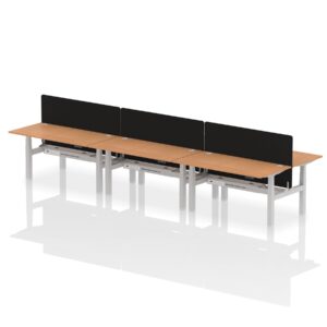 Air Back-to-Back Height Adjustable Bench Desk - 6 Person with Black Straight Screen - Image 47