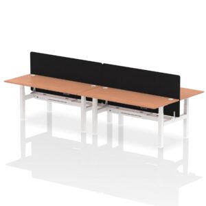 Air Back-to-Back Height Adjustable Bench Desk - 4 Person with Black Straight Screen - Image 57