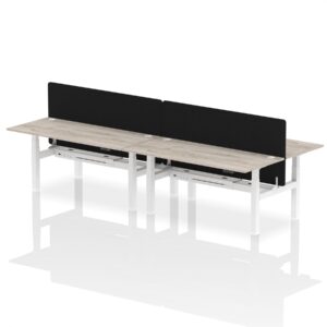 Air Back-to-Back Height Adjustable Bench Desk - 4 Person with Black Straight Screen - Image 60