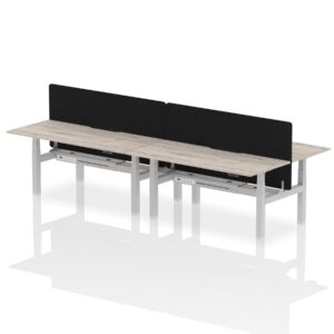 Air Back-to-Back Scalloped Edge Height Adjustable Bench Desk - 4 Person with Black Straight Screen - Image 59