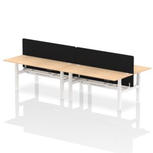 Air Back-to-Back Height Adjustable Bench Desk - 4 Person with Black Straight Screen - Image 63