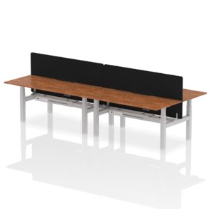Air Back-to-Back Scalloped Edge Height Adjustable Bench Desk - 4 Person with Black Straight Screen - Image 68