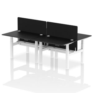 Air Back-to-Back Height Adjustable Bench Desk - 4 Person with Black Straight Screen - Image 75