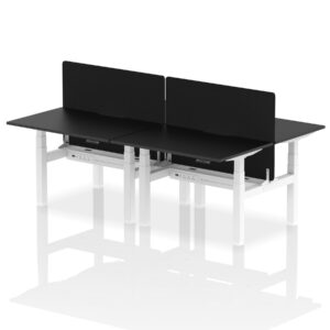 Air Back-to-Back Scalloped Edge Height Adjustable Bench Desk - 4 Person with Black Straight Screen - Image 75