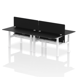 Air Back-to-Back Height Adjustable Bench Desk - 4 Person with Black Straight Screen - Image 78