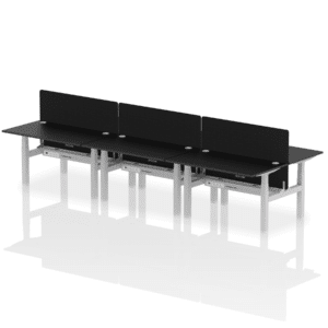 Air Back-to-Back Height Adjustable Bench Desk - 6 Person with Black Straight Screen - Image 77
