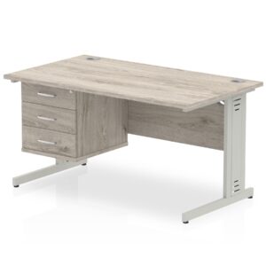 Impulse 1400mm Cable Managed Straight Desk With Single Fixed Pedestal - Image 6