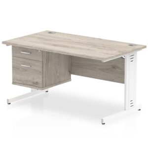 Impulse 1400mm Cable Managed Straight Desk With Single Fixed Pedestal - Image 7