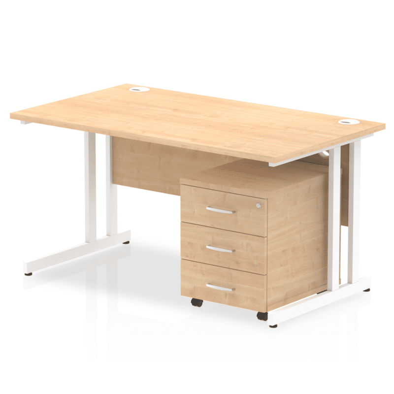 Impulse 1400mm Cantilever Straight Desk With Mobile Pedestal - Image 19