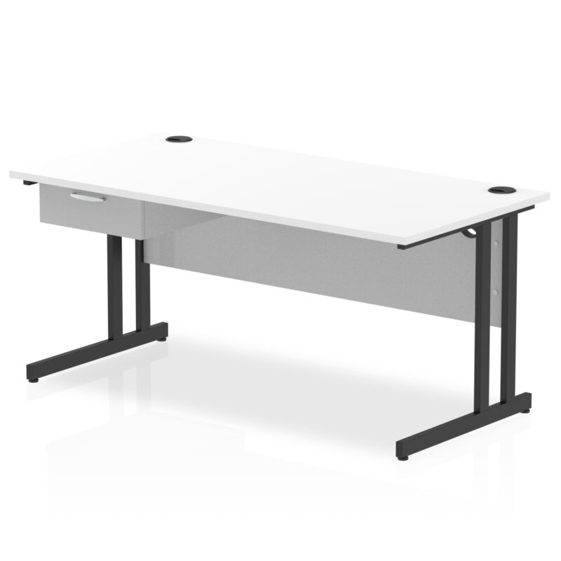 Impulse Cantilever Straight Desk Black Frame With Single One Drawer Fixed Pedestal - Image 19