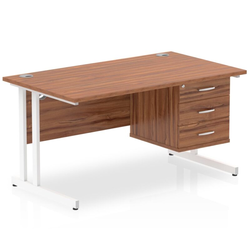Impulse 1400mm Cantilever Straight Desk With Single Fixed Pedestal - Image 10