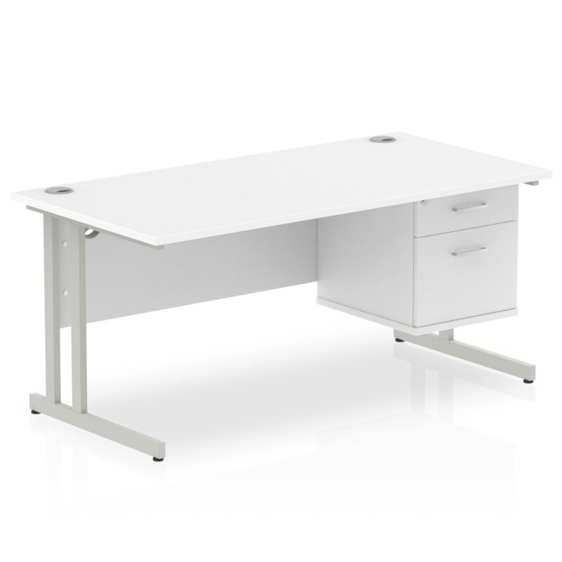Impulse 1600mm Cantilever Straight Desk With Single Fixed Pedestal - Image 23