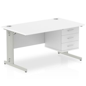 Impulse 1400mm Cable Managed Straight Desk With Single Fixed Pedestal - Image 22