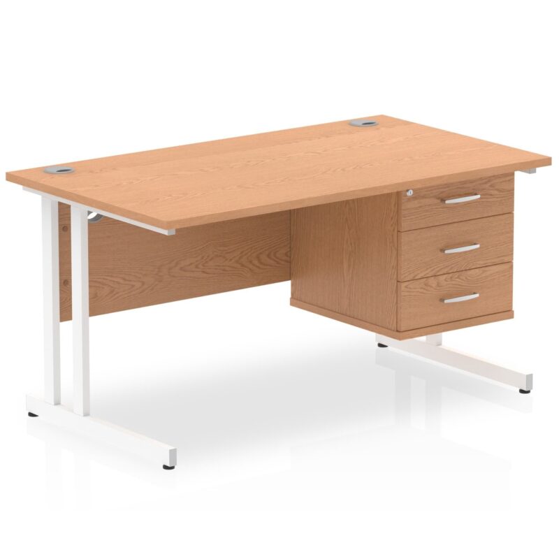 Impulse 1400mm Cantilever Straight Desk With Single Fixed Pedestal - Image 8