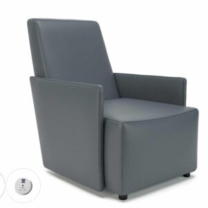 Pella 69cm Wide Armchair in Cristina Marrone Ultima Faux Leather with Socket