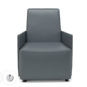 Pella 69cm Wide Armchair in Cristina Marrone Ultima Faux Leather with Socket - Image 2