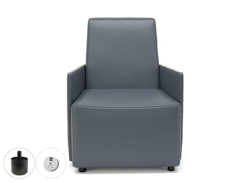 Pella 69cm Wide Armchair in Cristina Marrone Ultima Faux Leather with Socket - Image 2