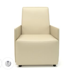Pella 69cm Wide Armchair in Cristina Marrone Ultima Faux Leather with Socket - Image 5