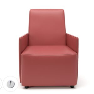 Pella 69cm Wide Armchair in Cristina Marrone Ultima Faux Leather with Socket - Image 8