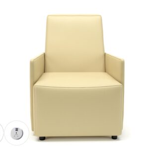 Pella 69cm Wide Armchair in Cristina Marrone Ultima Faux Leather with Socket - Image 11