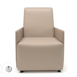 Pella 69cm Wide Armchair in Cristina Marrone Ultima Faux Leather with Socket - Image 14