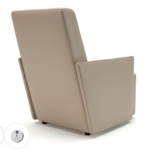 Pella 69cm Wide Armchair in Cristina Marrone Ultima Faux Leather with Socket - Image 15