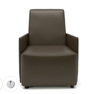 Pella 69cm Wide Armchair in Cristina Marrone Ultima Faux Leather with Socket - Image 17