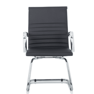 Nola Black Leather Cantilever Visitor Chair with Arms - Image 2