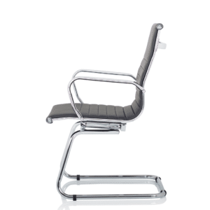 Nola Black Leather Cantilever Visitor Chair with Arms - Image 4