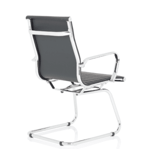 Nola Black Leather Cantilever Visitor Chair with Arms - Image 6