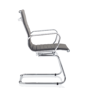 Nola Black Leather Cantilever Visitor Chair with Arms - Image 7