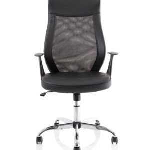 Baye High Mesh Back Task Operator Black Leather Office Chair with Arms - Image 2