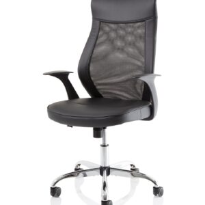 Baye High Mesh Back Task Operator Black Leather Office Chair with Arms - Image 3